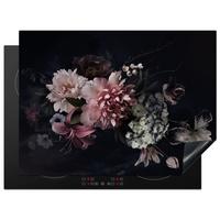 HERDABDECKPLATTE Blumen - Vintage - Pastell - Rosa - Weiß Herdabdeckung Induktionsfeld 70x52 cm - Altrosa, Kunststoff (70/52/0.2cm) - MuchoWow