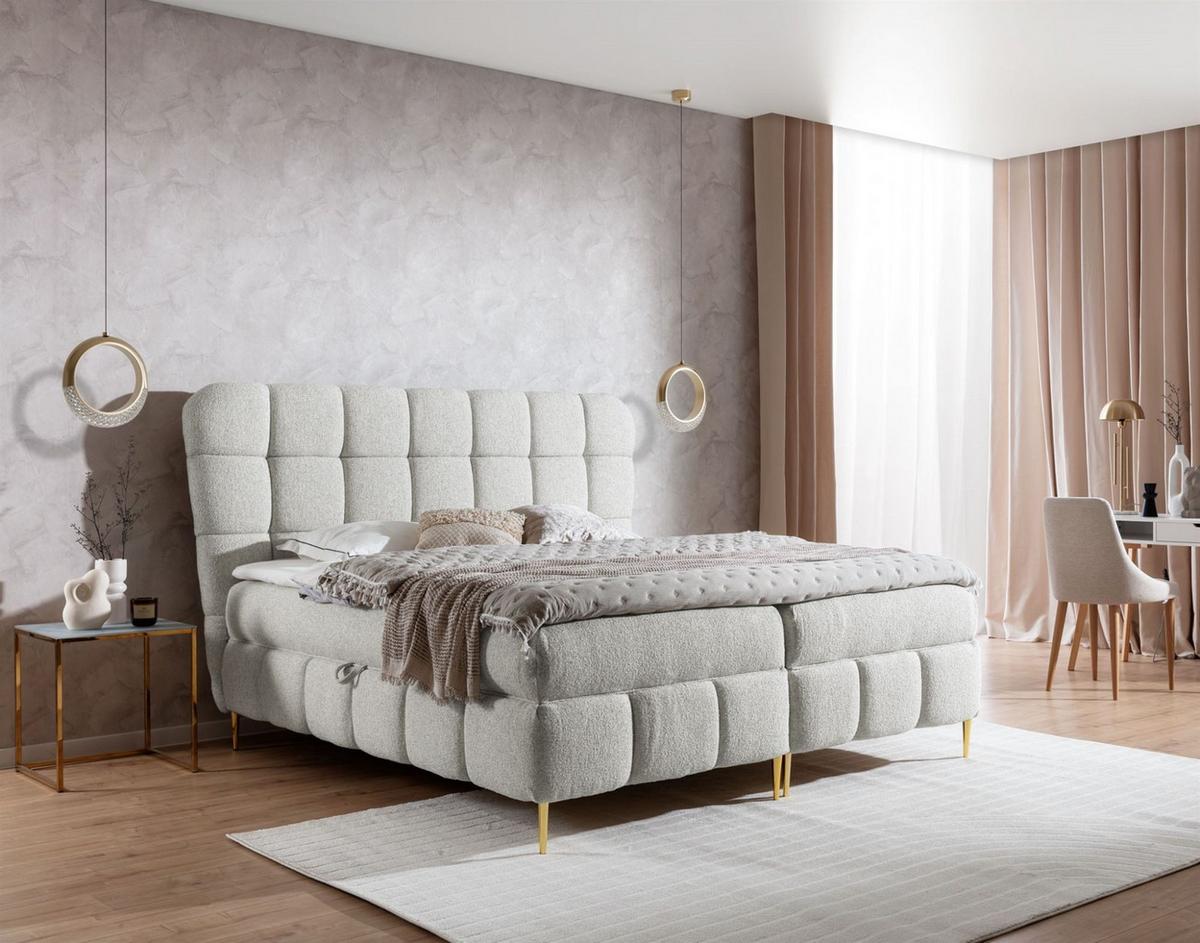 BOXBETT Grazia In Corbett - Creme, Holzwerkstoff/Textil (120/200cm) - Fun Möbel