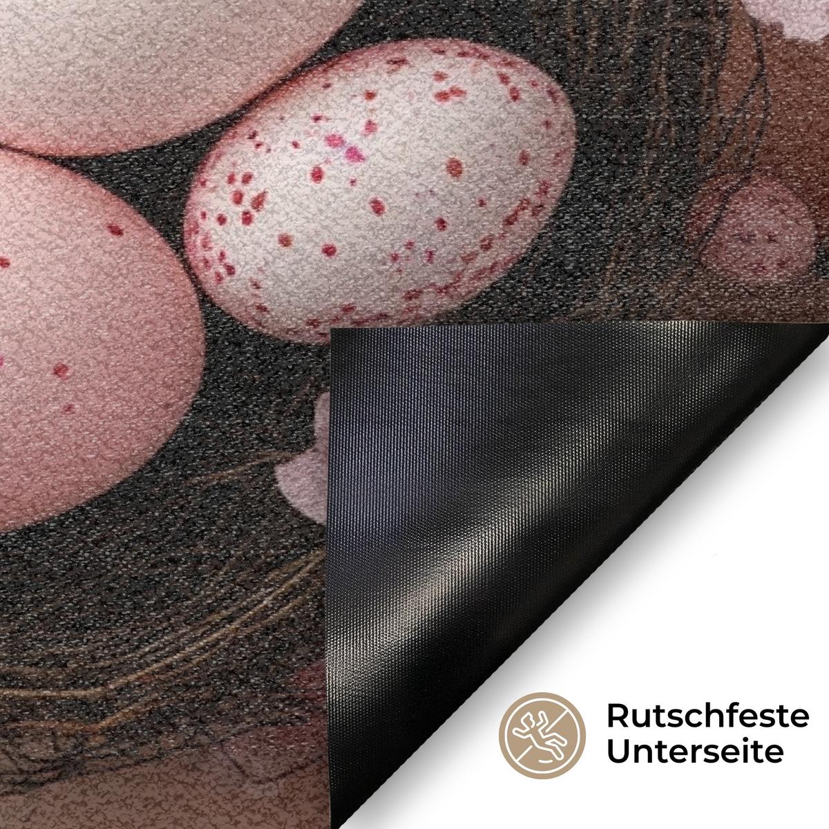 FUSSMATTE Rosa - Blüten - Eier Teppichmatte 60x40 cm - Hellrosa, Kunststoff (40/60cm) - MuchoWow