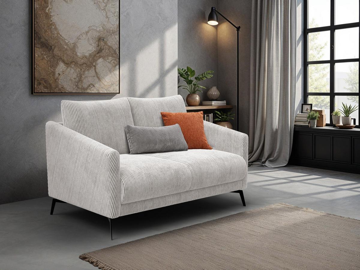 SOFA VILT 2-Sitzer, perlweiß - Schwarz/Weiß, Holzwerkstoff/Textil (142/89/94cm) - Wozimo