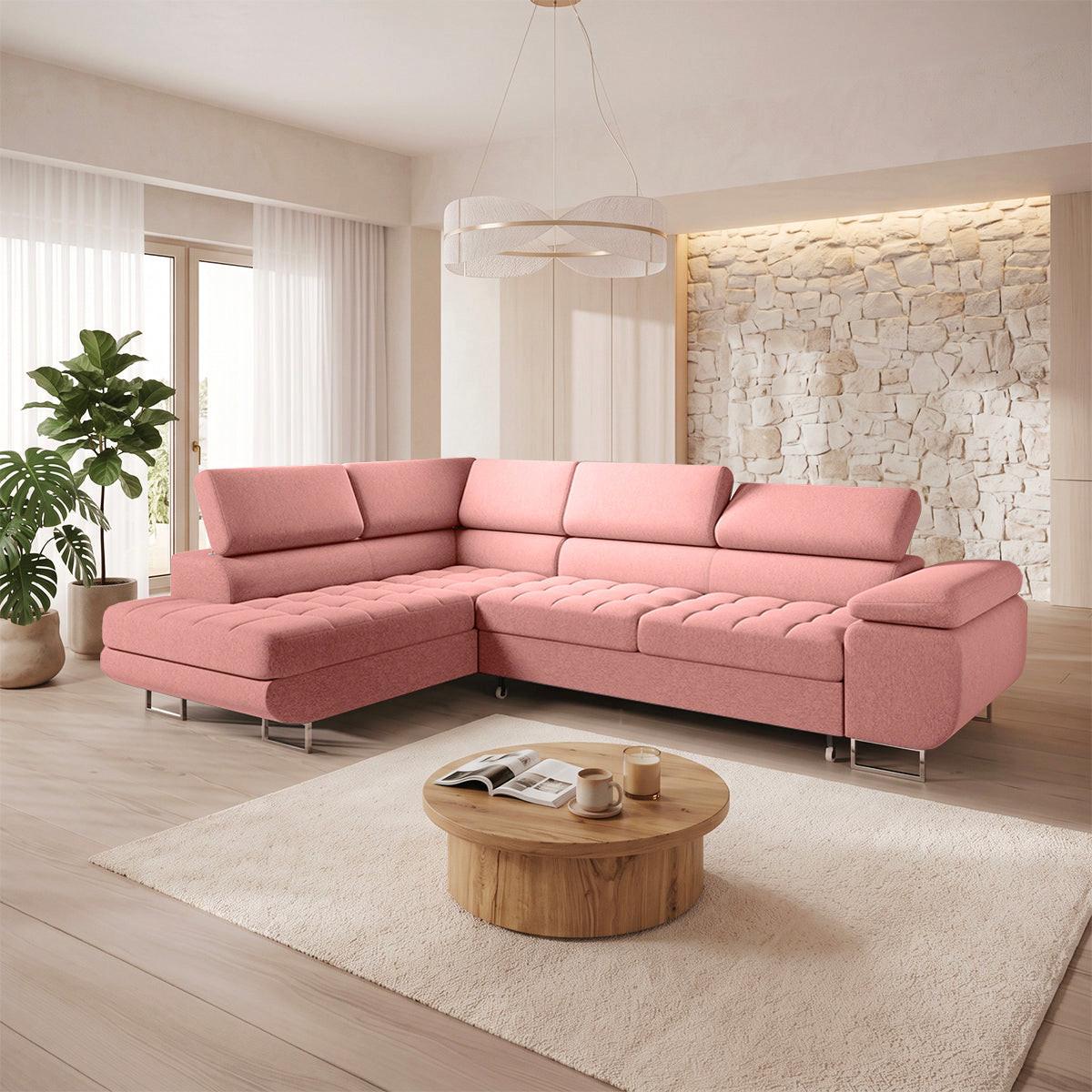 ECKSOFA Eden 4 Sitzplätze Korallenrosa - Rosa, Textil (271/201cm) - Petits-meubles