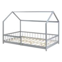 HAUSBETT Hesel - Weiß/Grau, Holz (120/200cm) - [en.casa]