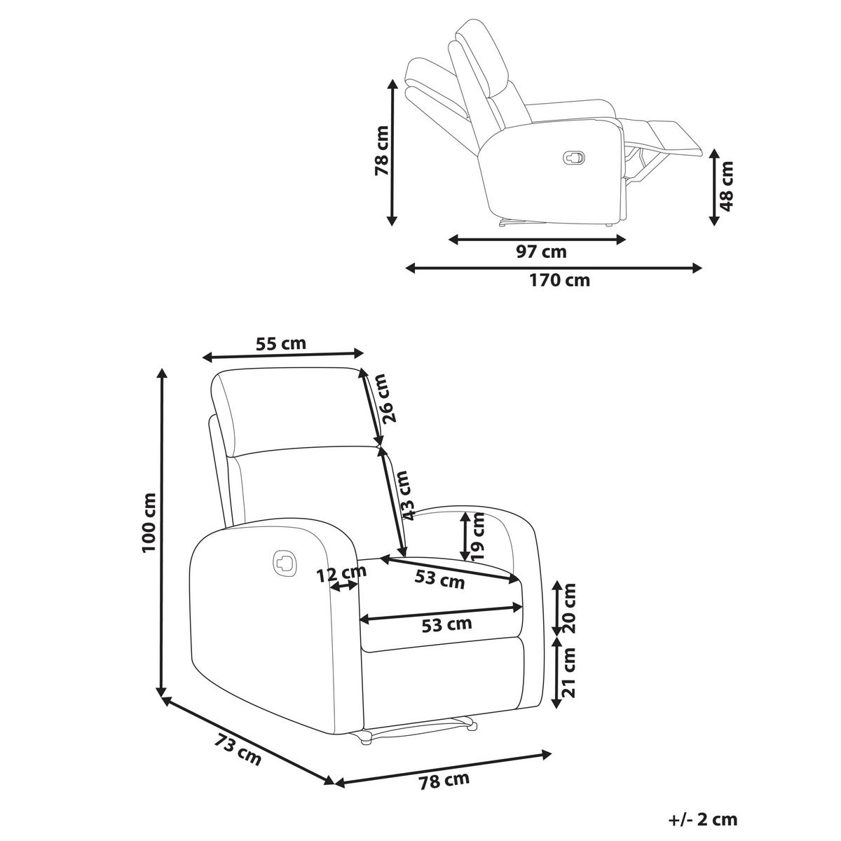 ELEKTRISCHER Fernsehsessel Samtstoff Hellbraun Verdal - Hellbraun/Braun, Textil (78/100/73cm) - Beliani