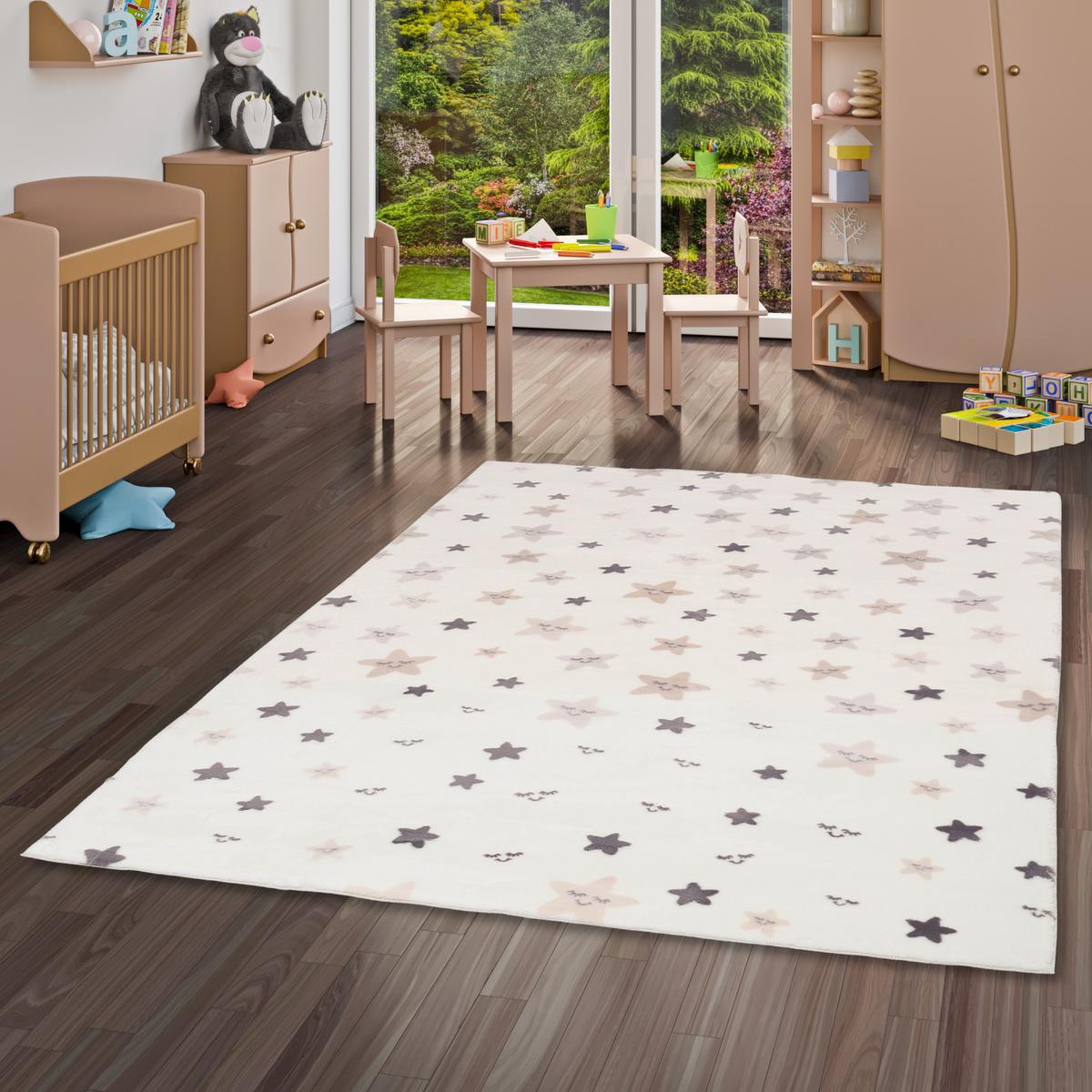 SUPER SOFT FELLTEPPICH PEARL KIDS STERNE - Creme, Textil (140/200cm) - Pergamon