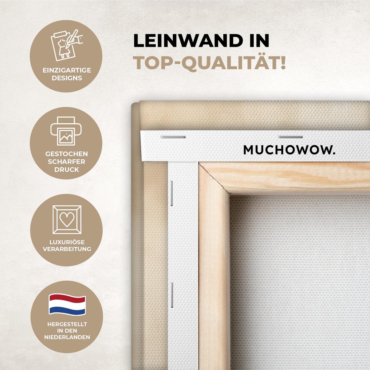 LEINWANDBILD 3er Set Landschaft - Japandi - Beige - Vögel 180x120 cm - Beige, Textil (180/120cm) - MuchoWow
