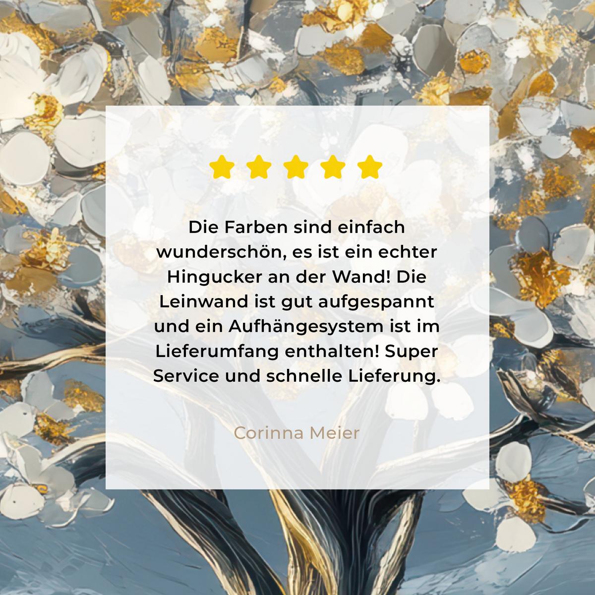 LEINWANDBILD Baum - Winter - Baum des Lebens - Modern - Gold Wandbild Wohnzimmer 50x50 cm - Goldfarben, Textil (50/50cm) - MuchoWow