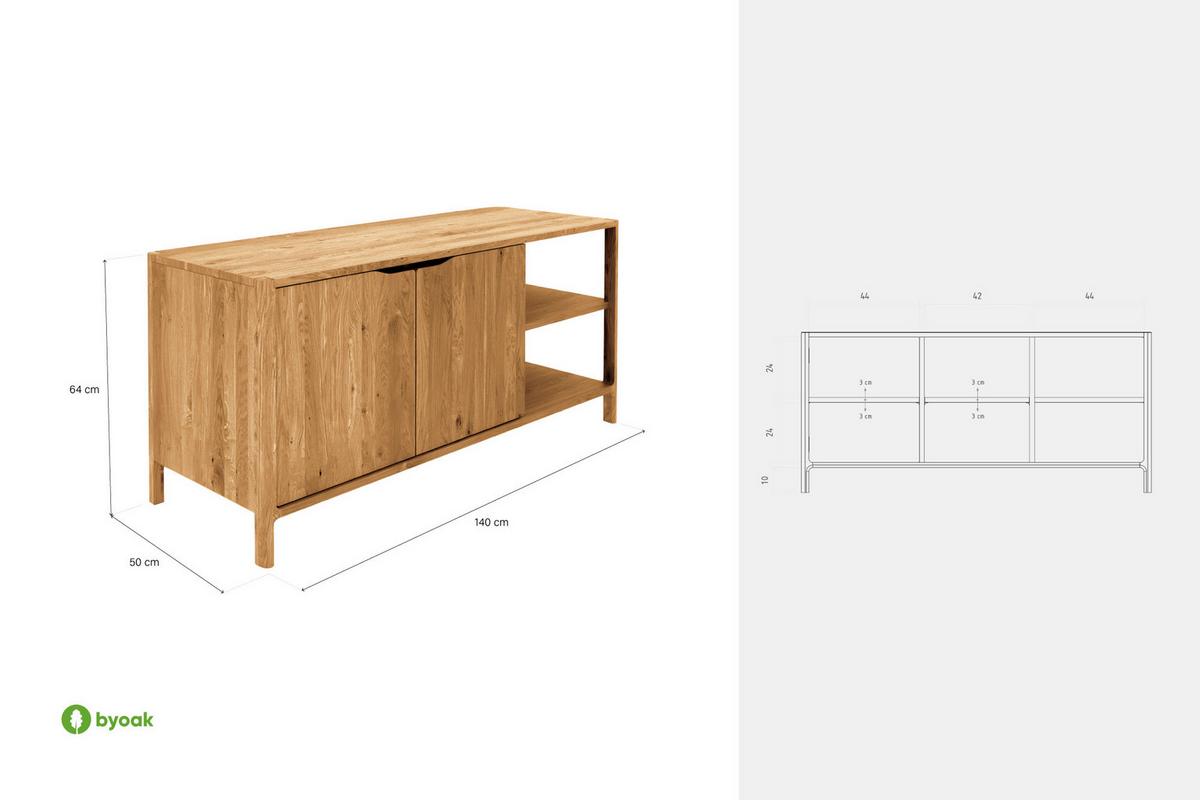 KOMMODE PAUL - Wildeiche, Holz (140/64/50cm) - byoak