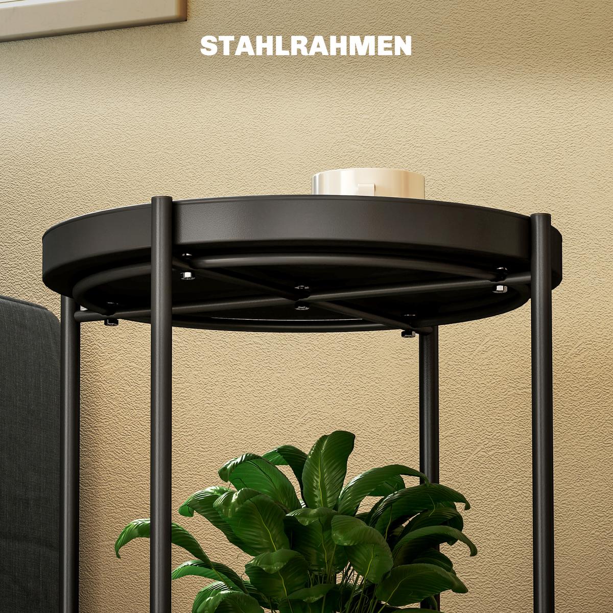 BEISTELLTISCH, Couchtisch mit 2 Ablage, 44 x 44 x 56 cm, Stahl, Schwarz - Schwarz, Metall (44/44/56cm) - HOMCOM