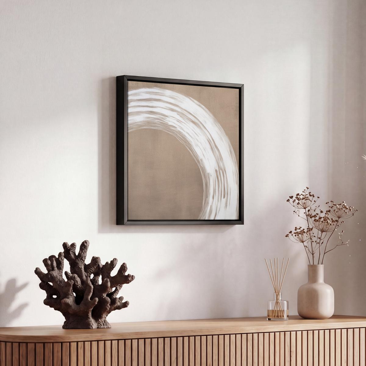 LEINWAND Bilder mit Rahmen - Farbe - Braun - Japandi - 20x20 - Kupferfarben, Textil (20/20cm) - MuchoWow