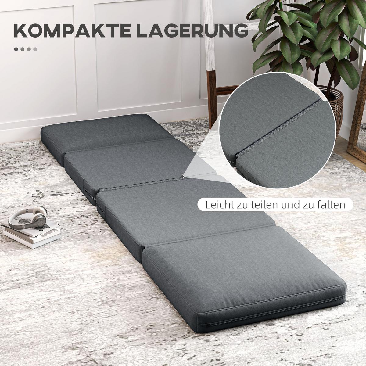 BODENSOFA 3-in-1, bis 240 kg belastbar, Dunkelgrau - Dunkelgrau, Kunststoff (75/18/268cm) - HOMCOM