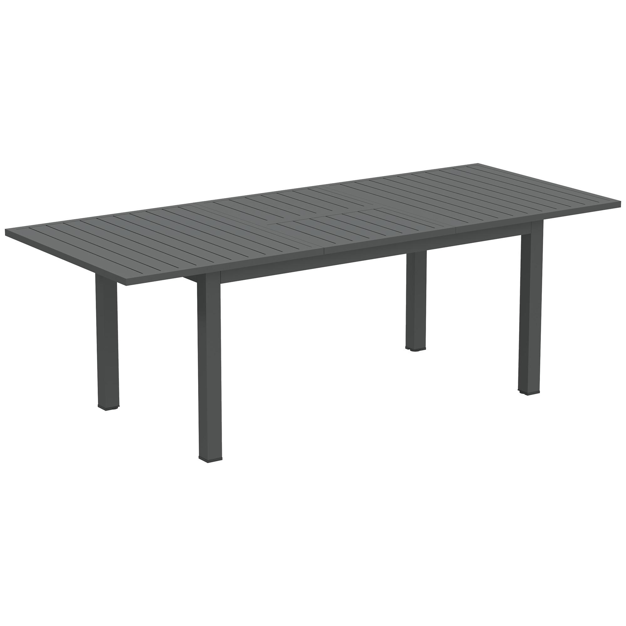 GARTENTISCH Erweitert Aluminium 160/220 x 90 cm - Grau, Metall (220/90/73cm) - Outsunny