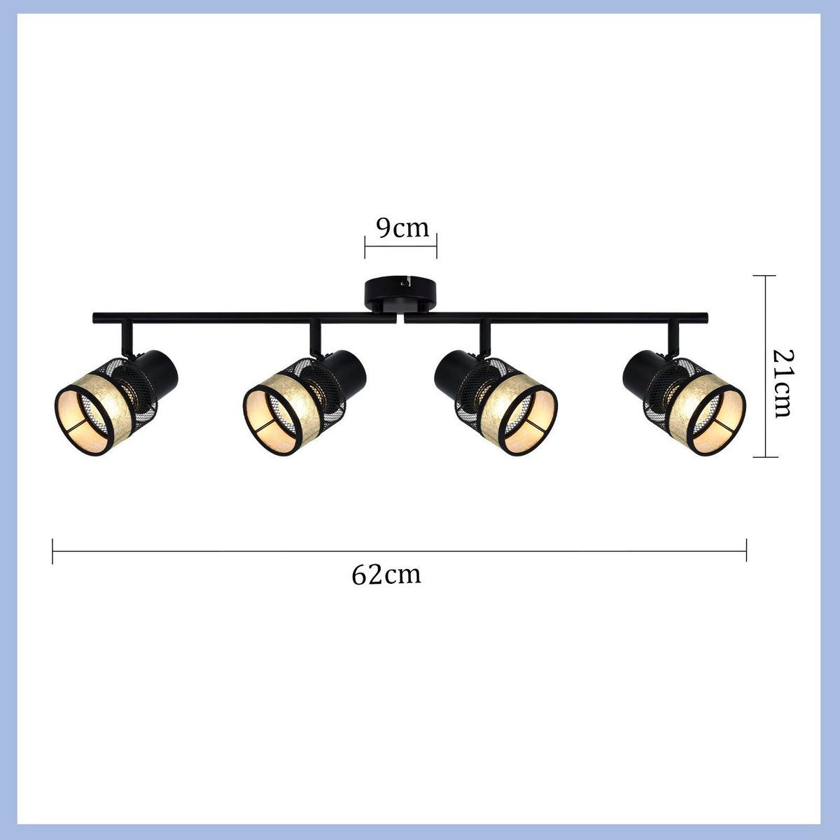 DECKENLEUCHTE Rhythmus 4flammig 36/12/24 cm - Schwarz, Metall (36/12/24cm) - Nettlife