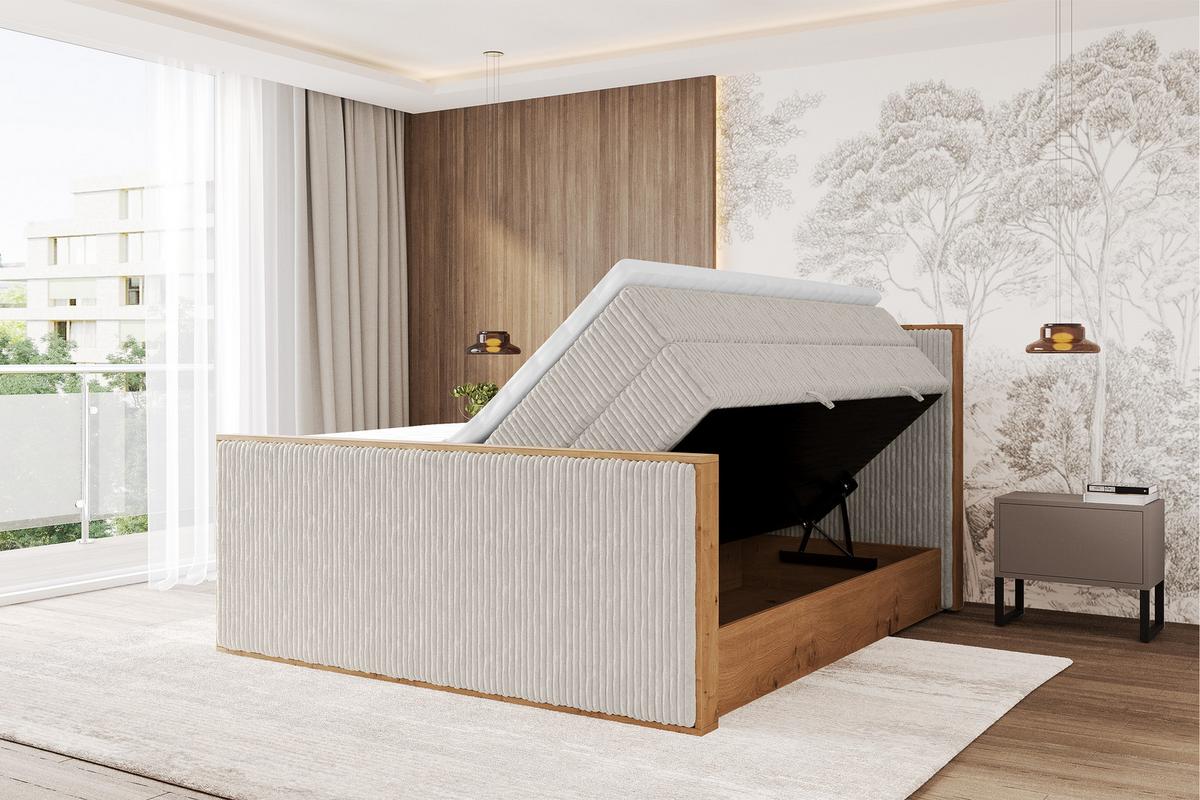 BOXSPRINGBETT LOLLI9 -Z-KING 140x200 - H3/H4 Creme - Creme, Holzwerkstoff (140/200cm) - ALTDECOR