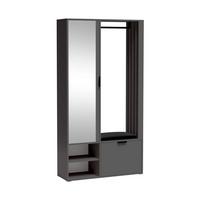 GARDEROBENSCHRANK Limo Plus mit zwei Türen und Sitzpolster graphit - Graphitfarben, Holzwerkstoff (100/190/33cm) - Beautysofa