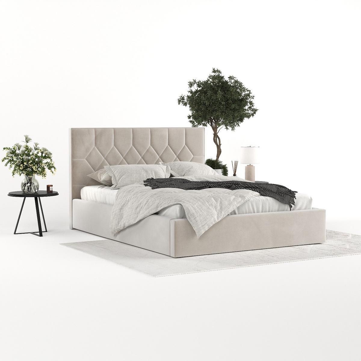 POLSTERBETT Brisa 140/200 cm Hellbeige im Paros Stoff - Beige/Schwarz, Holz/Holzwerkstoff (140/200cm) - AltaBeds