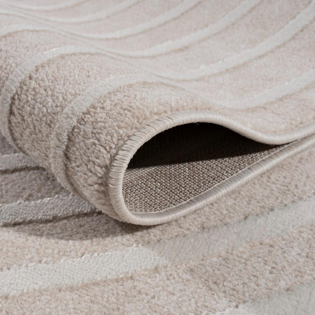 KURZFLORTEPPICH, abstrakt, aus Polyester, Florhöhe 10 mm, Creme, 200 x 280 cm - Creme, Textil (280/200cm) - KADIMA DESIGN