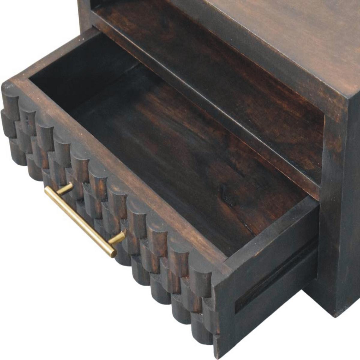NACHTTISCH Rich-Velvet-Mocha-Finish, 1 Schublade, 1 offenes Fach, Dunkelbraun - Dunkelbraun, Holz (32/25/45cm) - Artisan Furniture