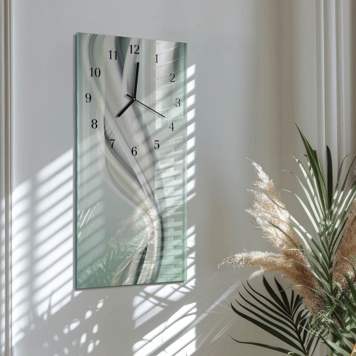 WANDUHR aus Glas 30x60 cm - Muster - Grau, Glas (30/60/0.4cm) - TULUP