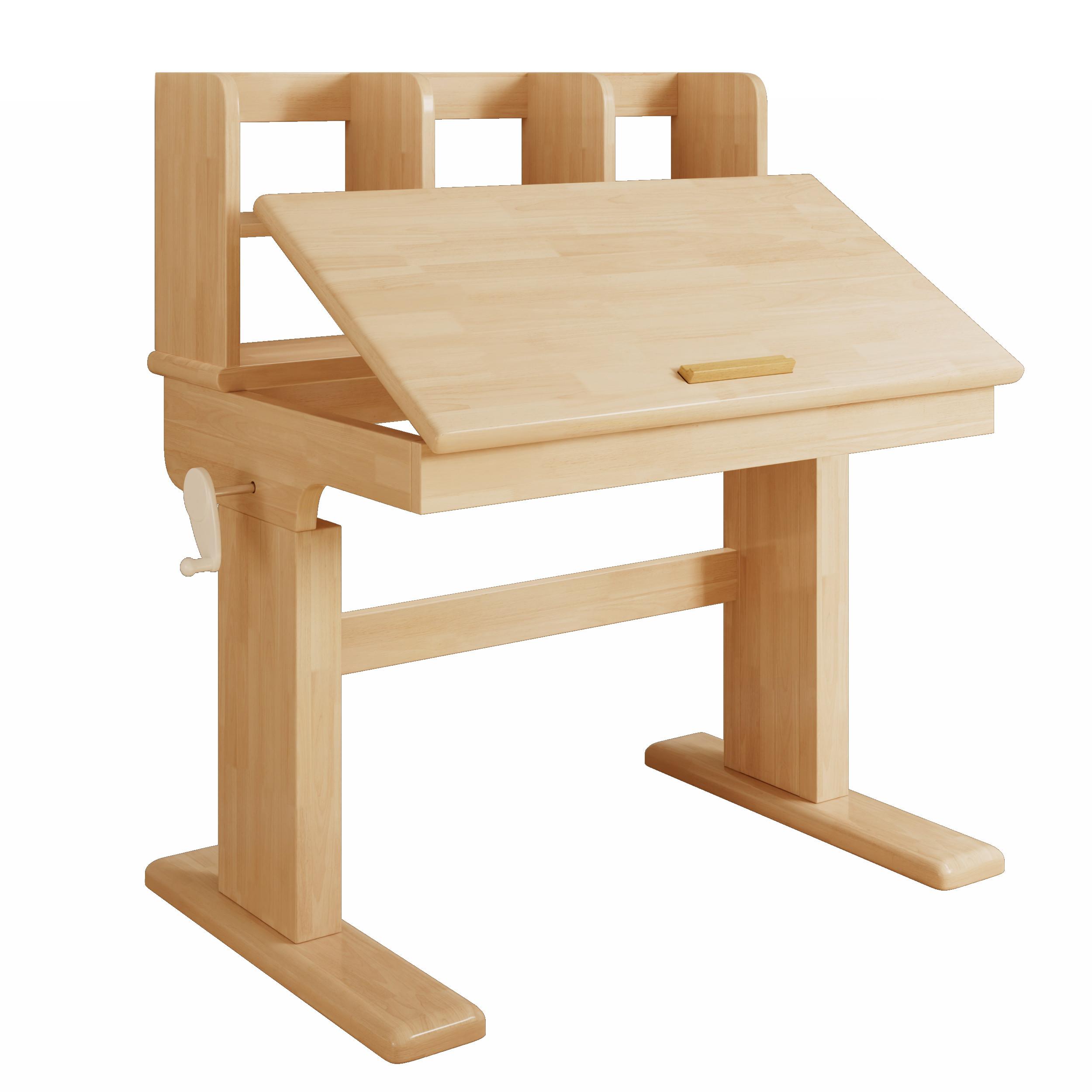 SCHREIBTISCH Massivholz Höhenverstellbar Neigbar 0-43° Natur - Naturfarben, Holzwerkstoff (60/92/89cm) - Urban Meuble