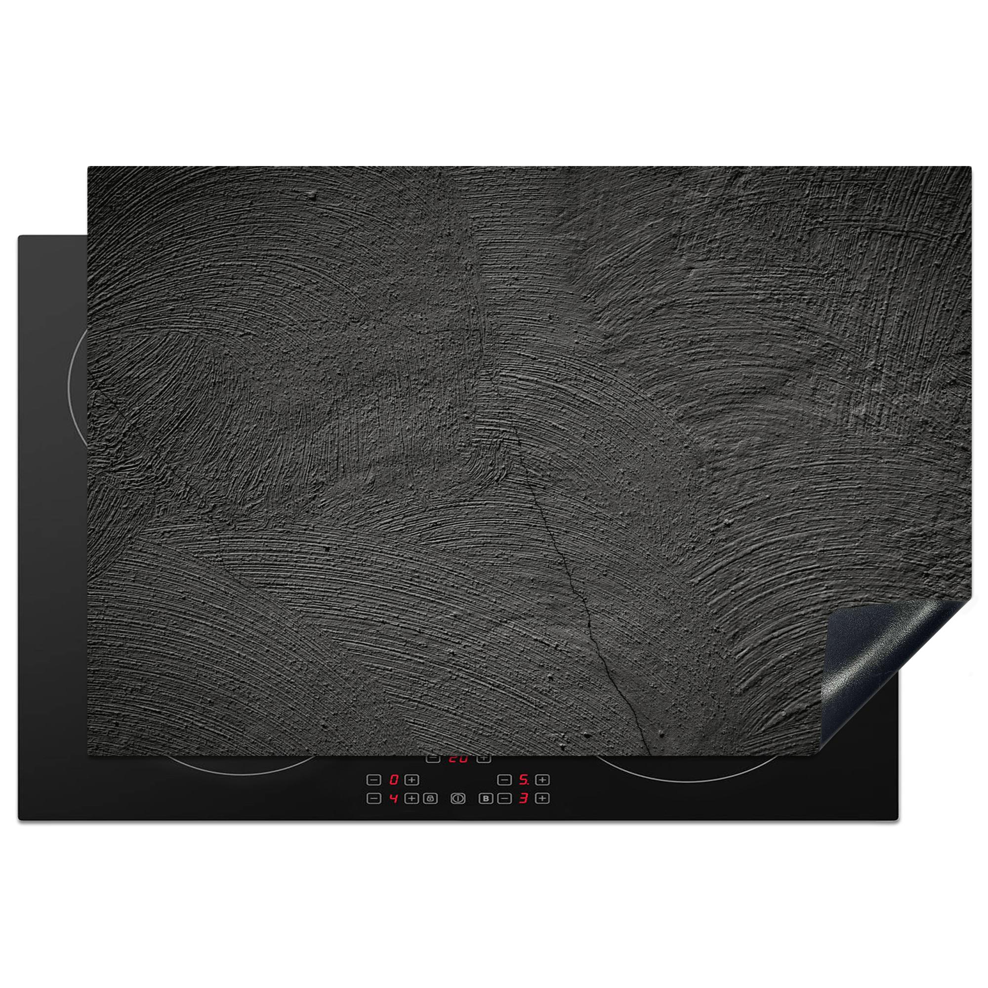 HERDABDECKPLATTE Beton - Schwarz - Industriell Ceranfeldabdeckung 78x52 cm - Anthrazit, Kunststoff (78/52/0.2cm) - MuchoWow