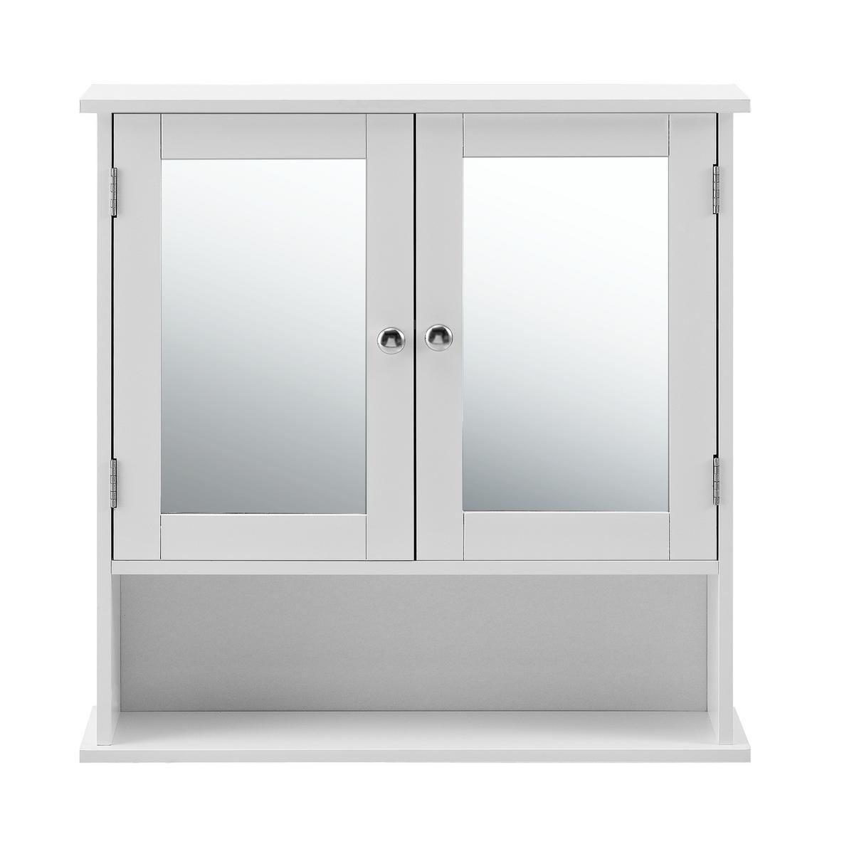 SPIEGELSCHRANK - Weiß, Holzwerkstoff (56/58/13cm) - [en.casa]