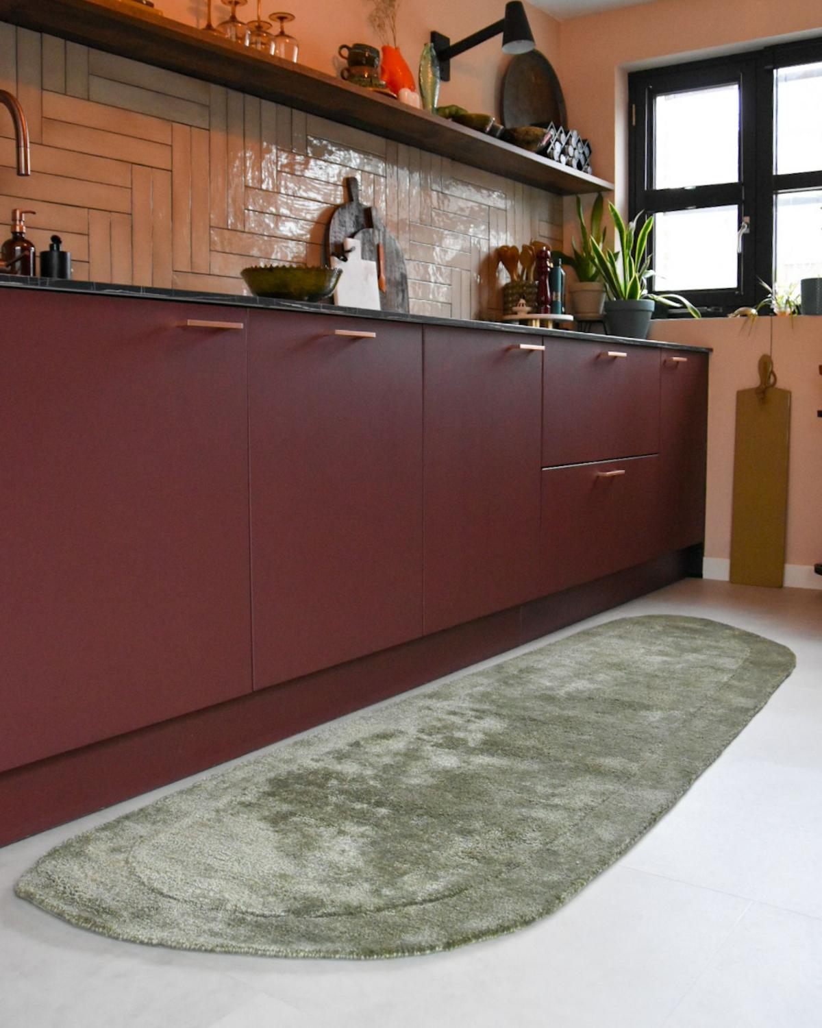 KURZFLOR-TEPPICH Grün 80/250 cm Berani - Grün, Textil (80/250cm) - Beliani