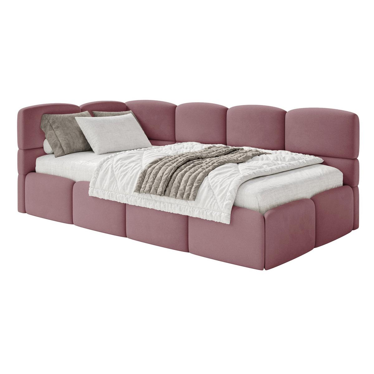JUGENDBETT Cloudy Rosa 120 x 200 cm - Pink/Schwarz, Kunststoff/Textil (120/200cm) - Selsey