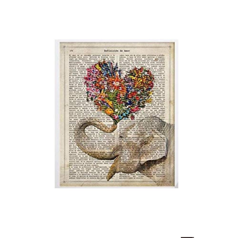POSTER Elefant Mit Blumen-Bouquet A4 Rahmenlos - Klar, Papier (29.7/5/21cm) - Nacnic
