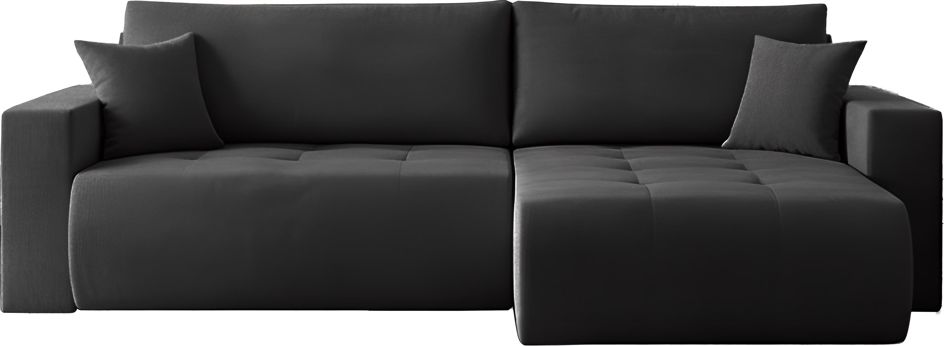 ECKSOFA Alva 3-Sitzer Universall Rechts/Links, Strukturstoff Dunkelgrau 277/154/83 cm - Schwarz, Textil (277/154cm) - WFL GROUP