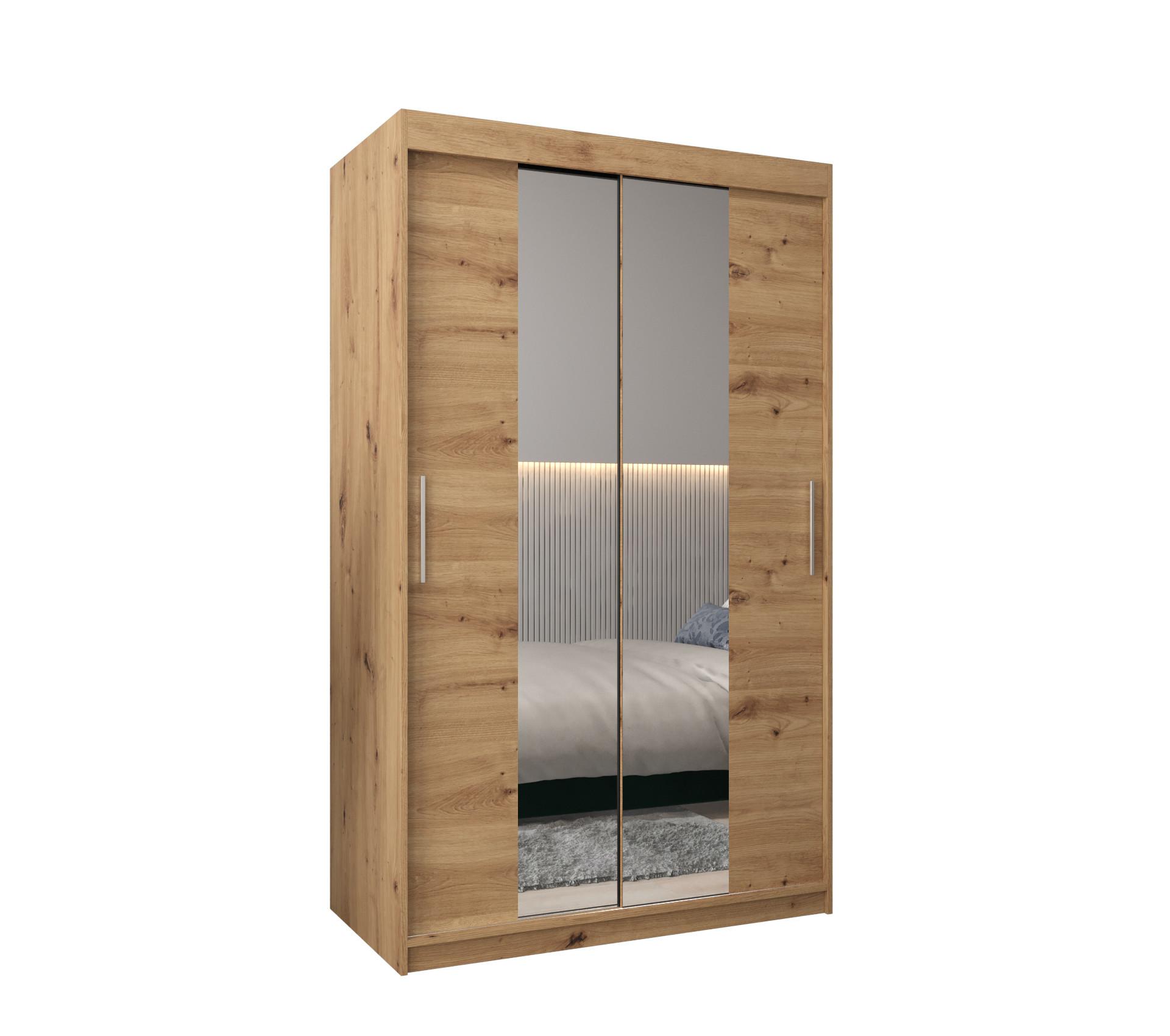 LANGUAGE Schiebetürenschrank mit Spiegel TOKYO 1 200/120/62 2-türig - Silberfarben/Eiche Artisan, Holz/Kunststoff (120/200/62cm) - MÖBEL KRYSPOL