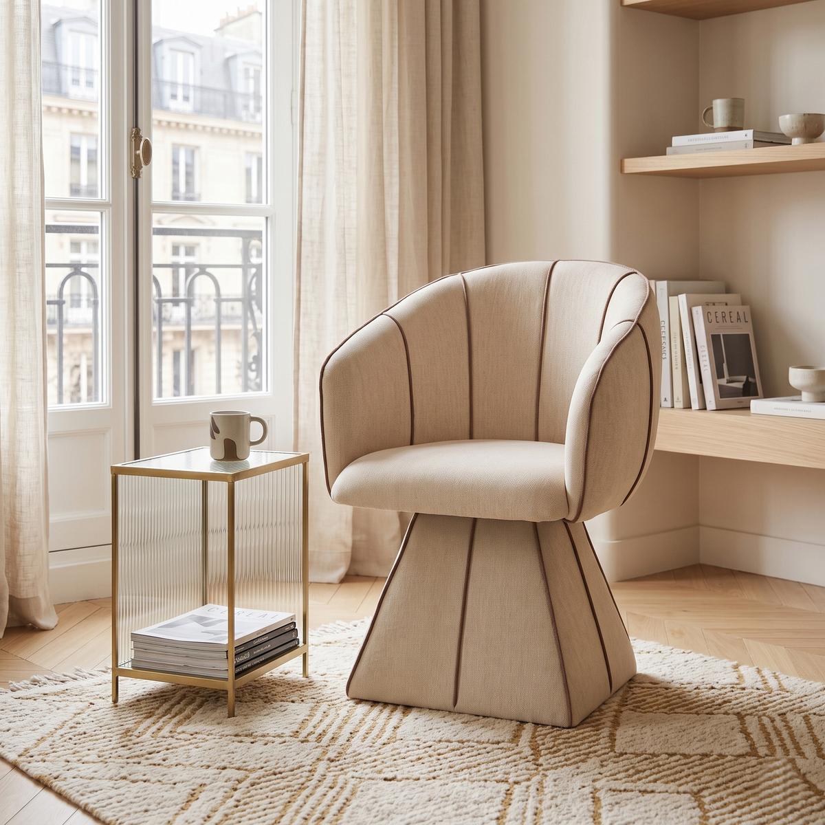 DREHSTUHL 360° Chenille Ergonomischer Sessel Wohnzimmer & Schlafzimmer - Sahara, Textil (56/74.5/54cm) - Urban Meuble