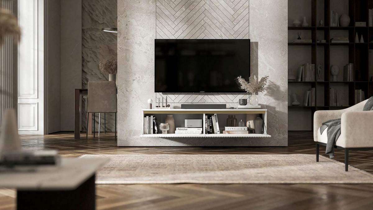 TV-SCHRANK Selene Weiß matt Glamour 140 cm - Weiß, Holzwerkstoff (140/30/35cm) - Meble Lindner