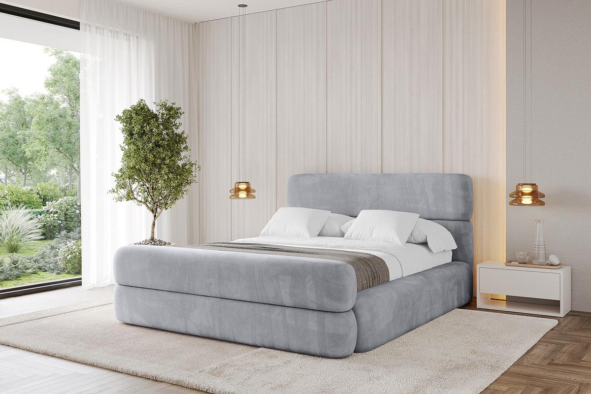 POLSTERBETT mit Bettkasten, Fußteil und Lattenrost, Boxbett ohne Matratze - ENORA-Z 140x200 Hellgrau - Hellgrau, Holzwerkstoff/Textil (140/200cm) - ALTDECOR