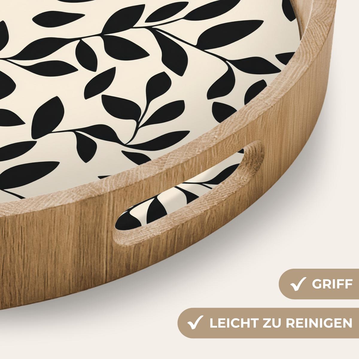 TABLETT Elegant - Gemustert - Schwarz - Beige 40x40 cm - Schwarz, Holz (40/5/5cm) - OnlyWow