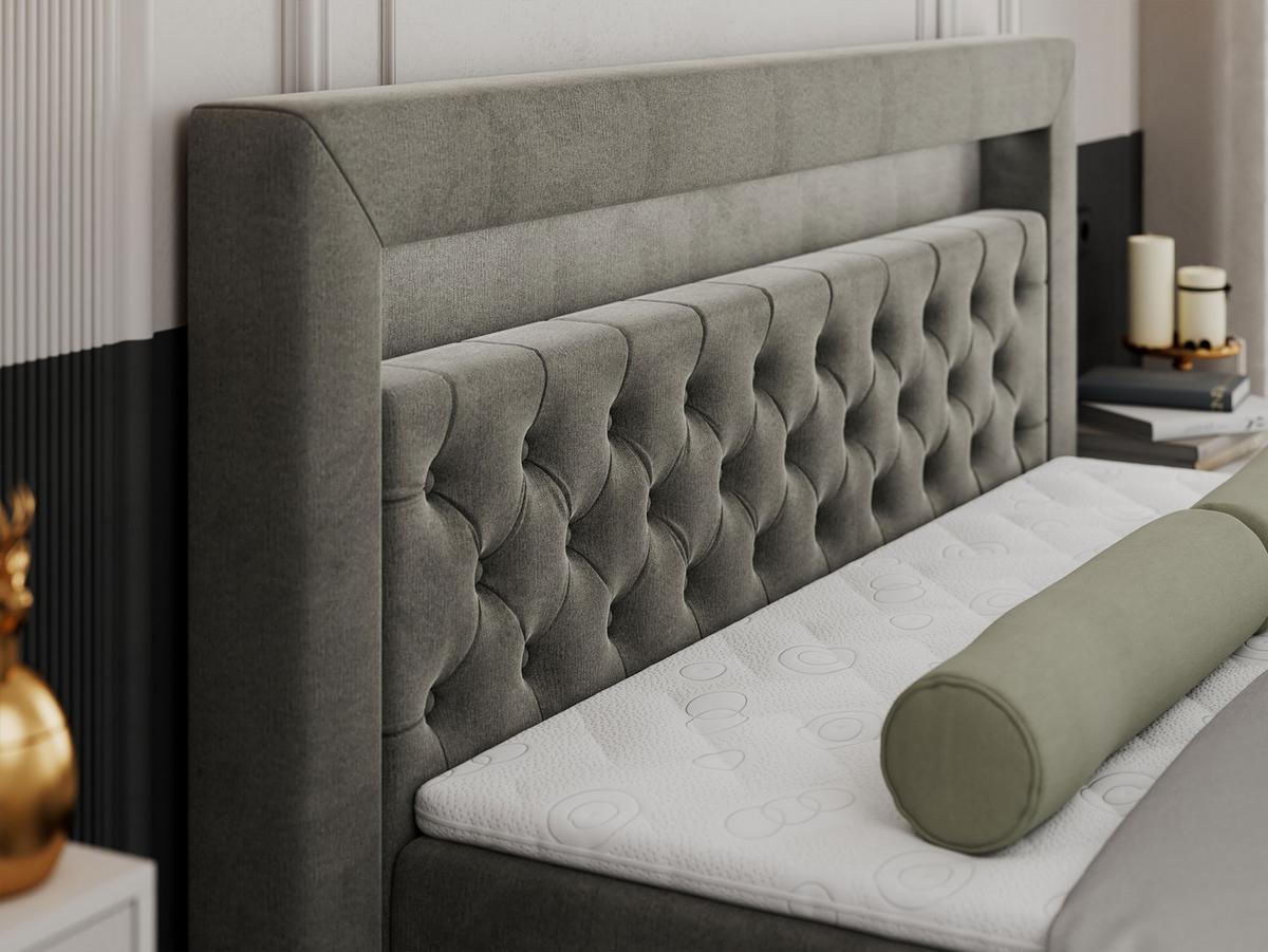 BOXBETT GOLD-9 LED 200/200 Dunkelgrau Velvet - H4 - Dunkelgrau, Holz/Textil (200/200cm) - MKS