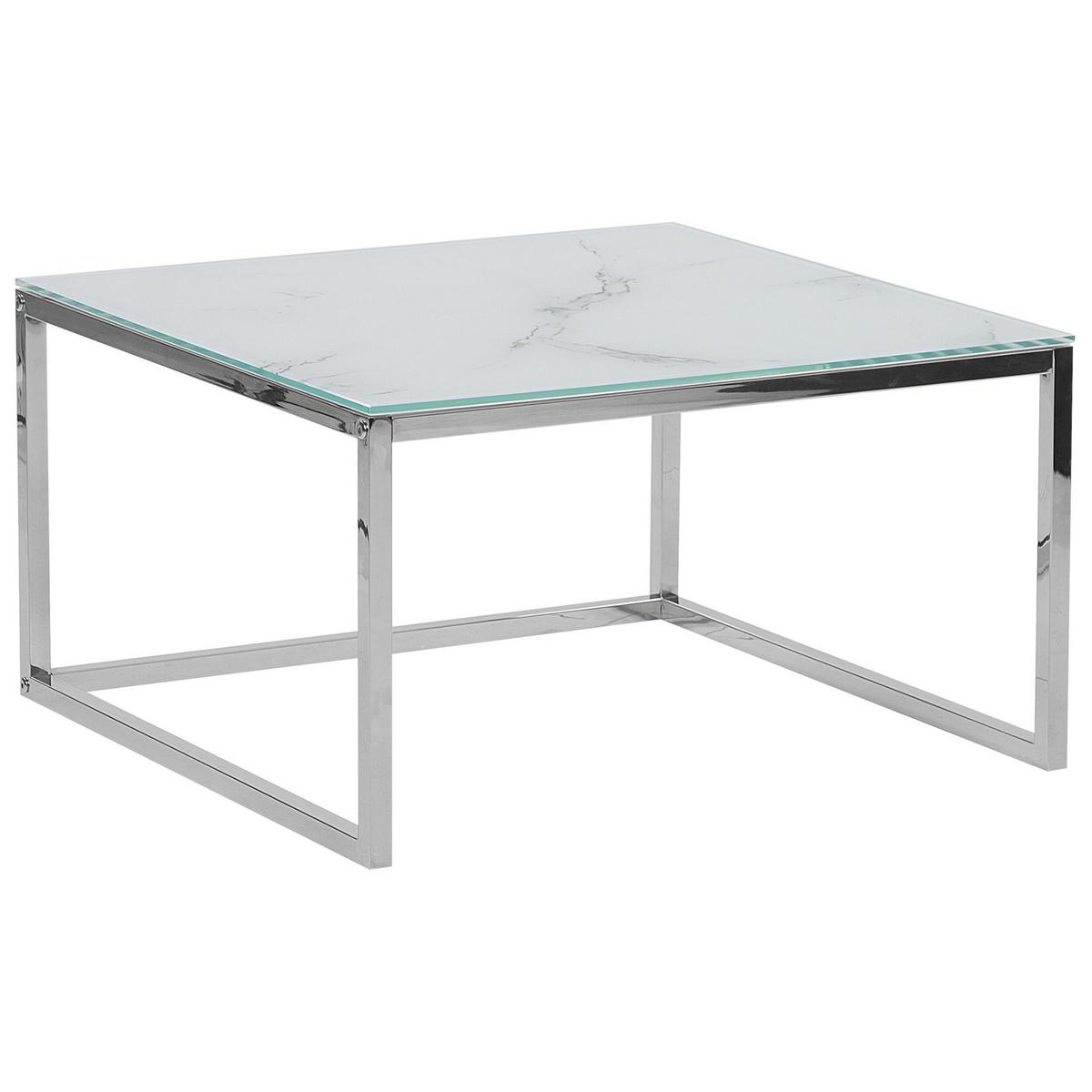 COUCHTISCH 2er-Set Quadratisch Weiß, Silber Brea - Weiß, Glas (60/60/45cm) - Beliani