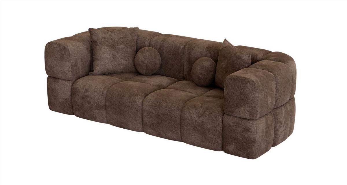 SOFA 3-sitzer Vega - Dunkelbraun, Holzwerkstoff/Textil (250/77/103cm) - Fun Möbel
