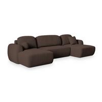 WOHNLANDSCHAFT SAVONA P Braun Kordstoff mit Schlaffunktion - Schwarz/Braun, Holz/Kunststoff (320/90/148cm) - MASSENO