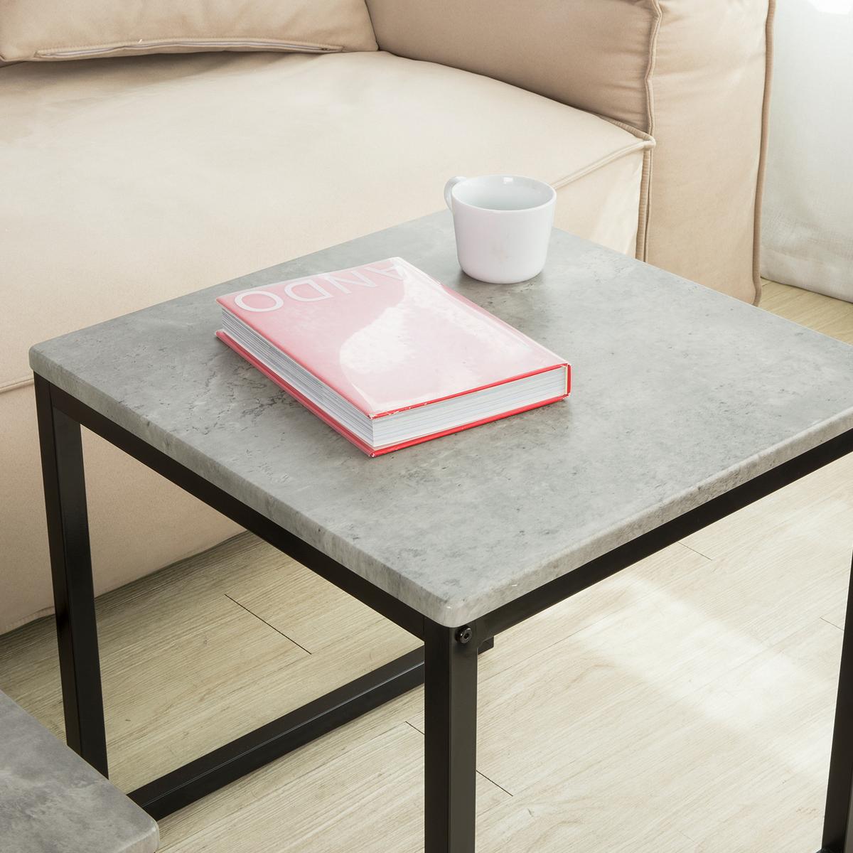 COUCHTISCH 2er Set Grau - Grau, Holzwerkstoff (50/50/50cm) - SoBuy