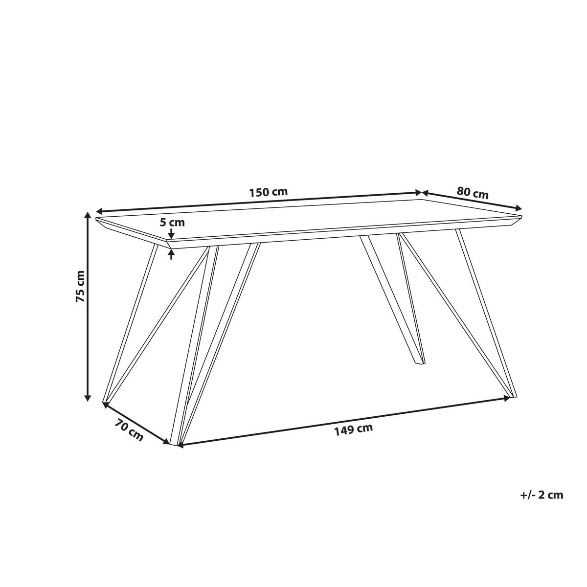 ESSTISCH 150/80/75 cm Weiß, Goldfarben Rechteckig Molden - Weiß, Holzwerkstoff (150/80/75cm) - Beliani