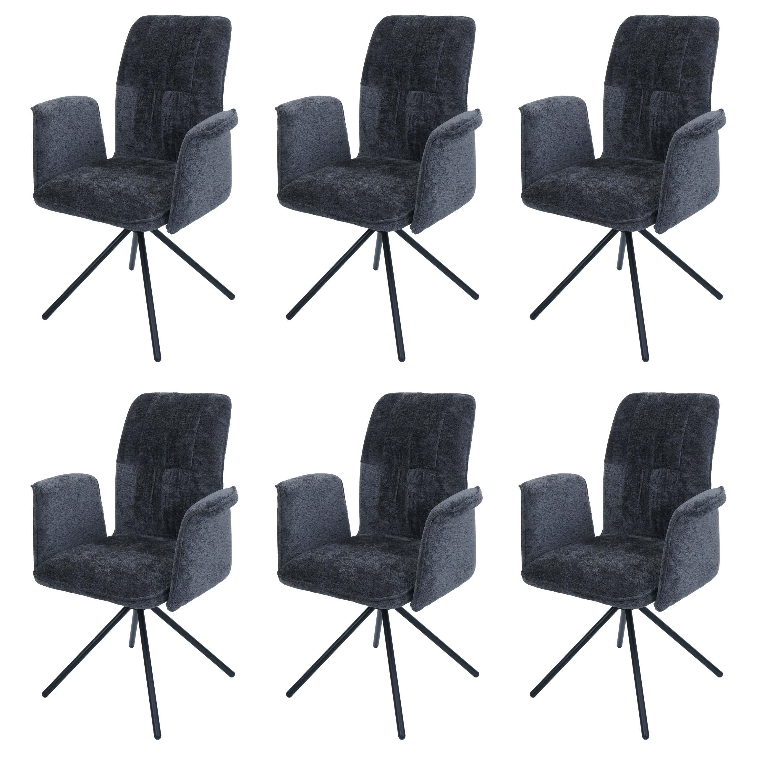 ESSZIMMERSTUHL Grau 6er-Set - Dunkelgrau/Grau, Textil (70/94/60cm) - MCW