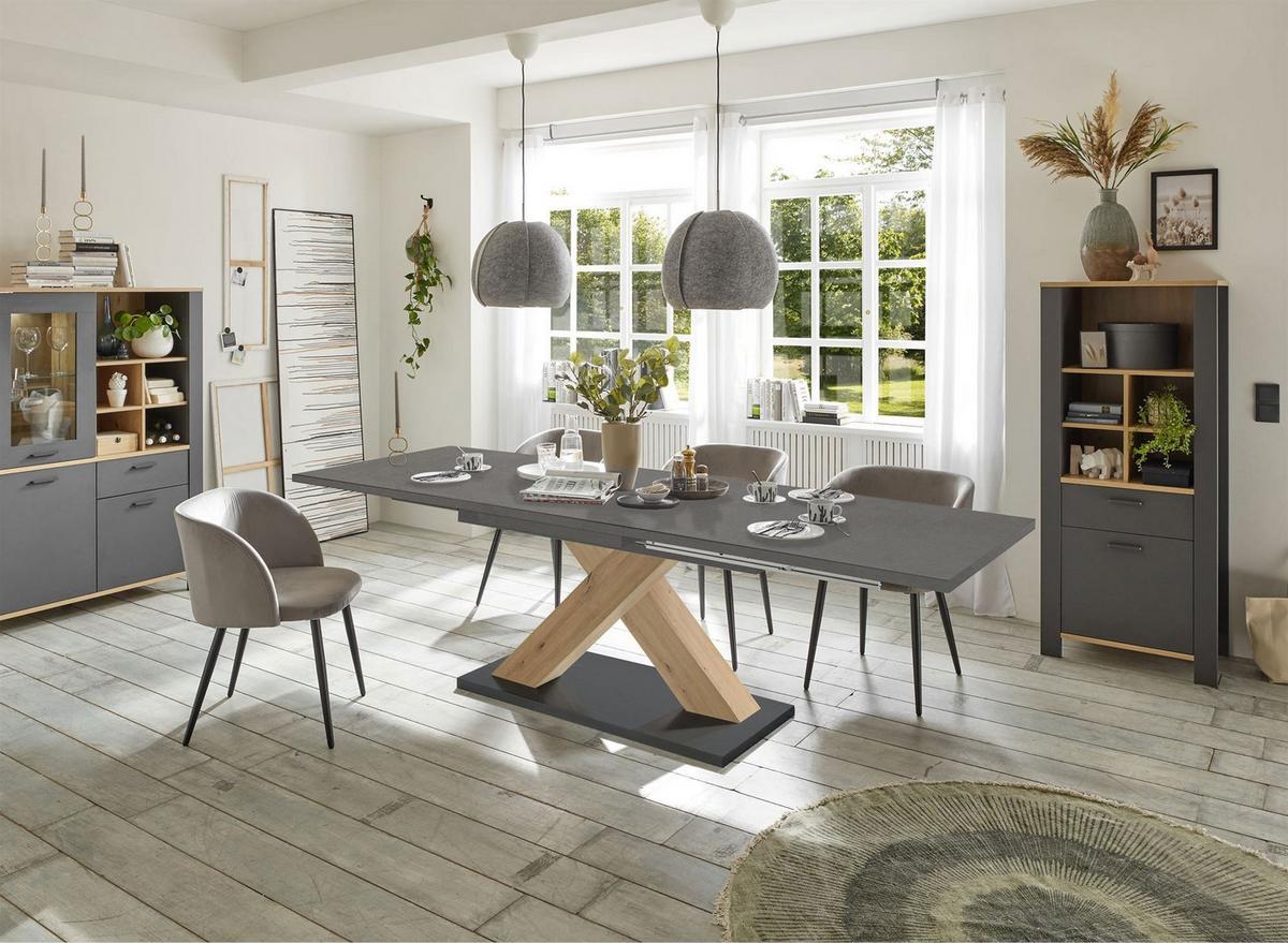 ESSTISCH ausziehbar Elene 180x90x76 Asteiche/Graphit - Grau, Holzwerkstoff (180/90/76cm) - 58aufmkessel