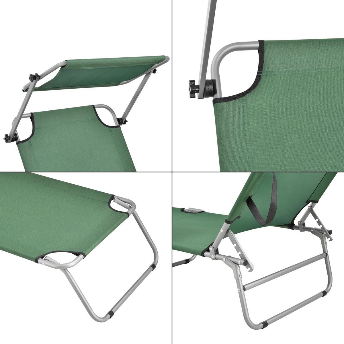 SONNENLIEGE Argozelo - Dunkelgrün, Textil/Metall (186/24/55cm) - casa.pro