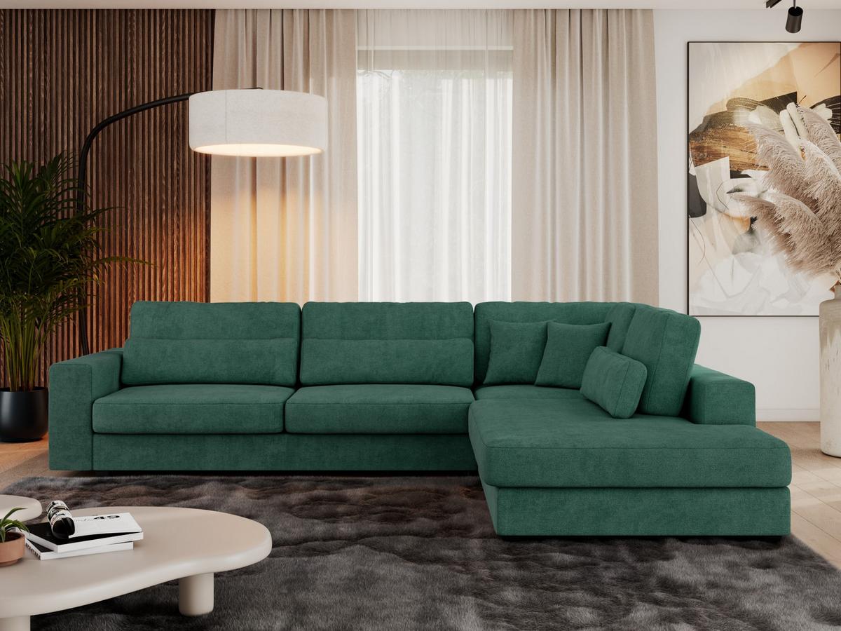 ECKSOFA Savona Grün Strukture - rechts - Schwarz/Grün, Kunststoff/Textil (249/316cm) - MKS