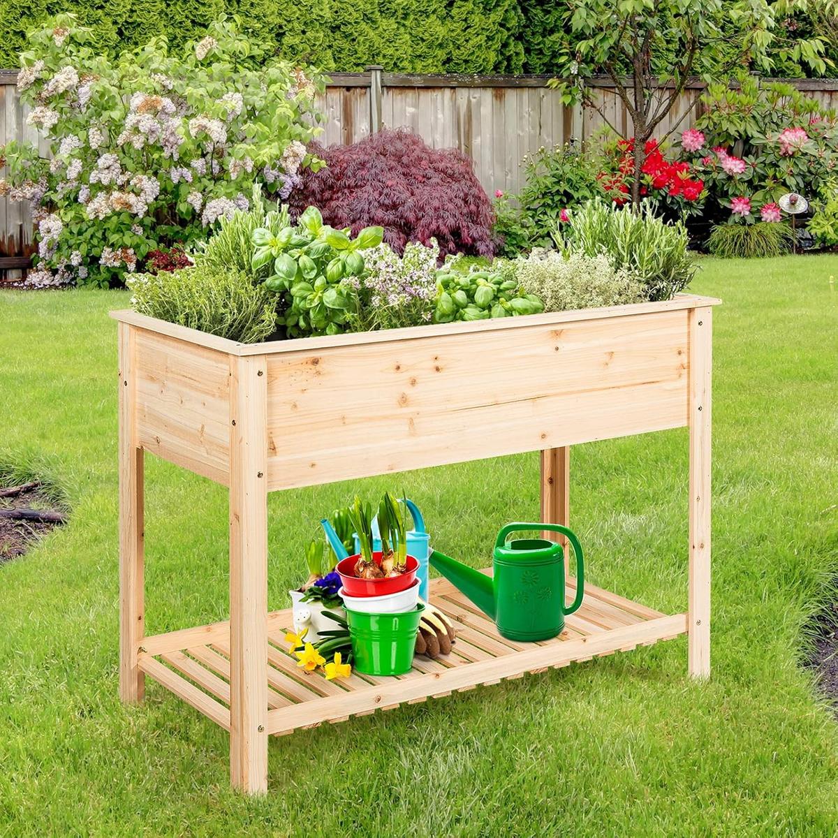 HOCHBEET Pflanzkübel Pflanzkasten Holz - Apfelbaumfarben, Holz (92/81/41cm) - COSTWAY