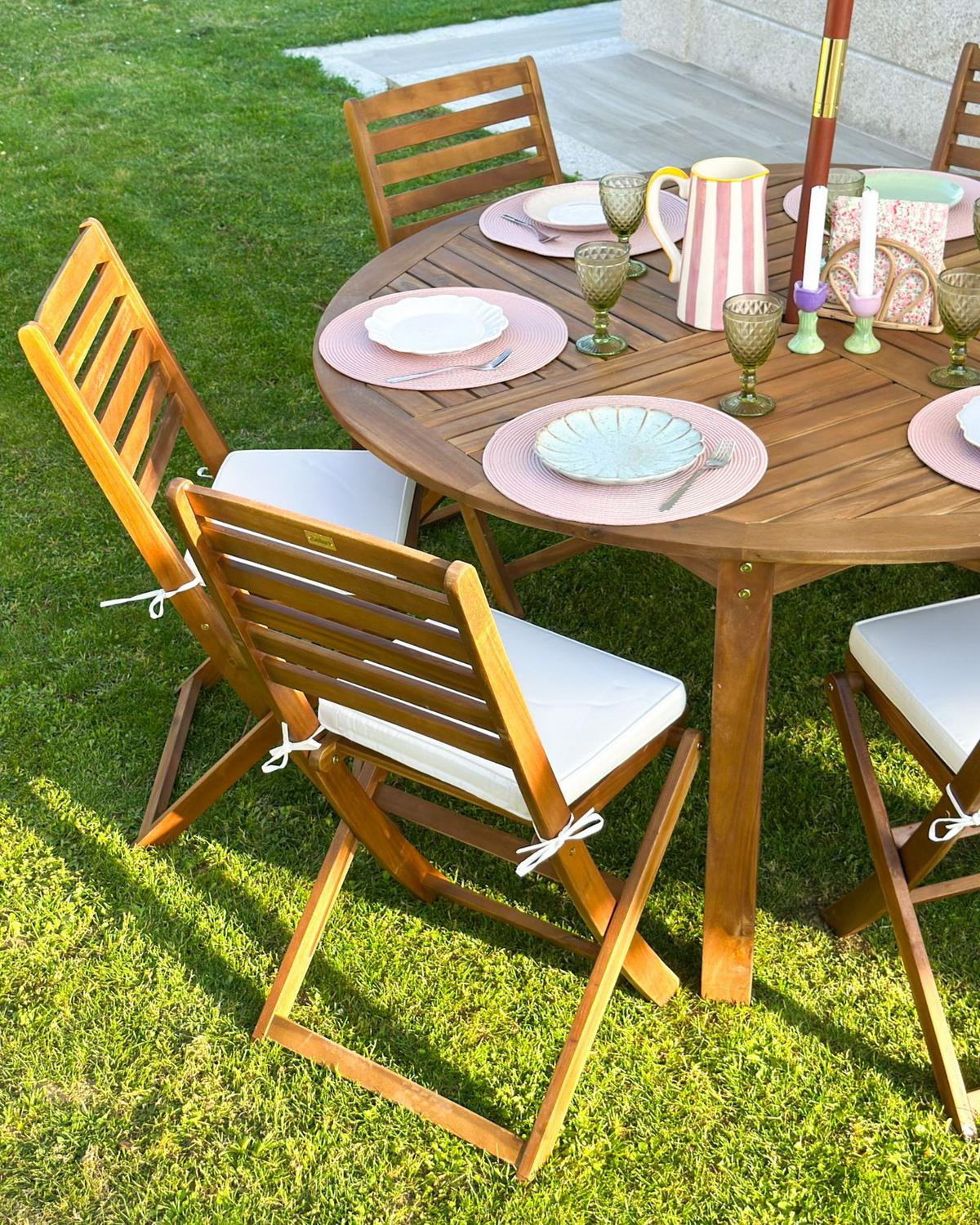 GARTENSTUHLKISSEN 6er-Set Cremeweiß 39/31 cm Tolve - Weiß, Textil (39/5/31cm) - Beliani