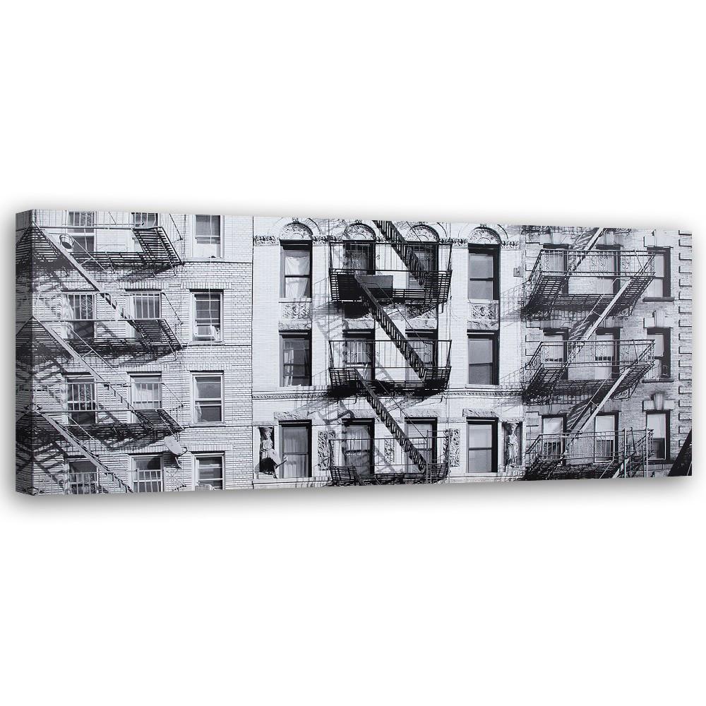 WANDBILD gebäude s/w - Schwarz, Textil (90/30cm) - Feeby