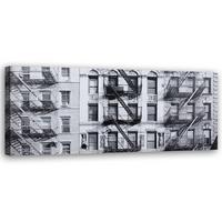 WANDBILD gebäude s/w - Schwarz, Textil (90/30cm) - Feeby