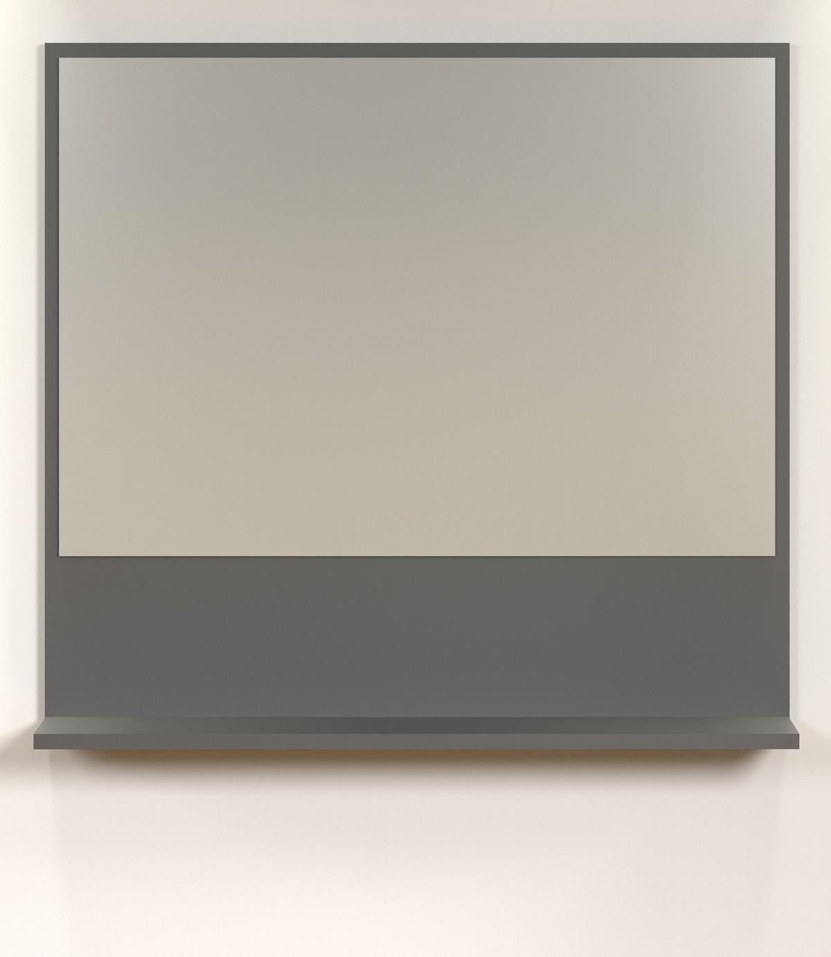 BADSPIEGEL grau 80 cm, Badezimmer Spiegel mit Ablage - Grau, Glas/Holzwerkstoff (80/74/14cm) - Top.Furn