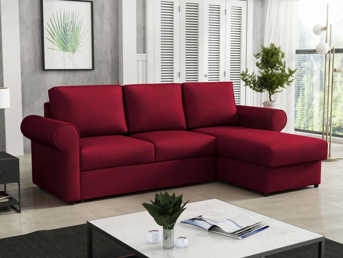 ECKSOFA Monaco - Rot/Schwarz, Holz/Textil (246/155cm) - MIRJAN24